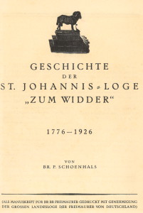 History of St. John's Lodge "zum Aries" 1776-1926